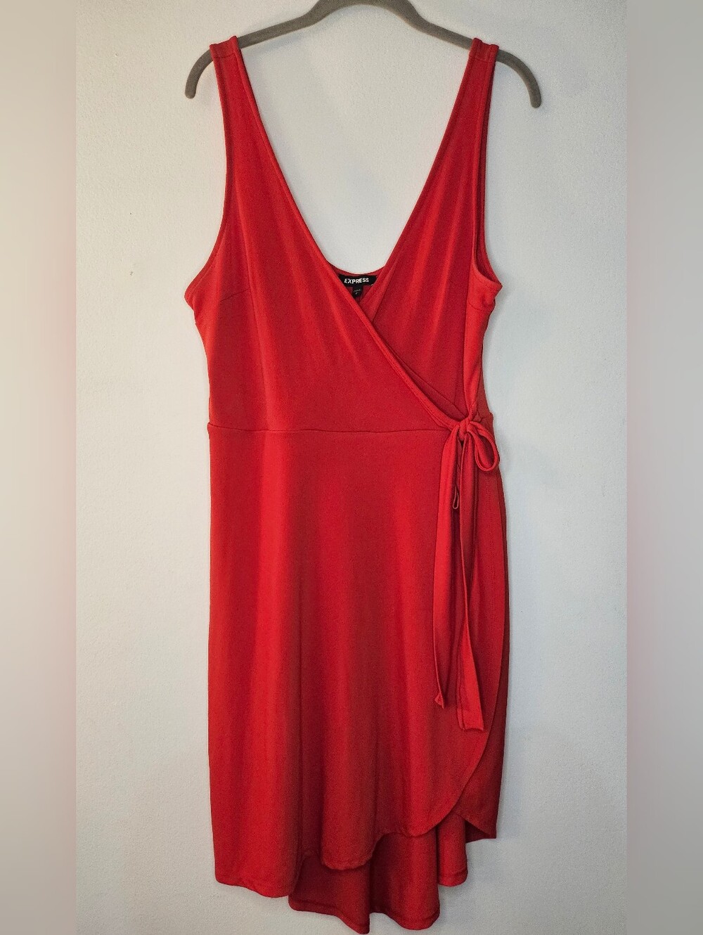 L- Express- Red Wrap-Style Top